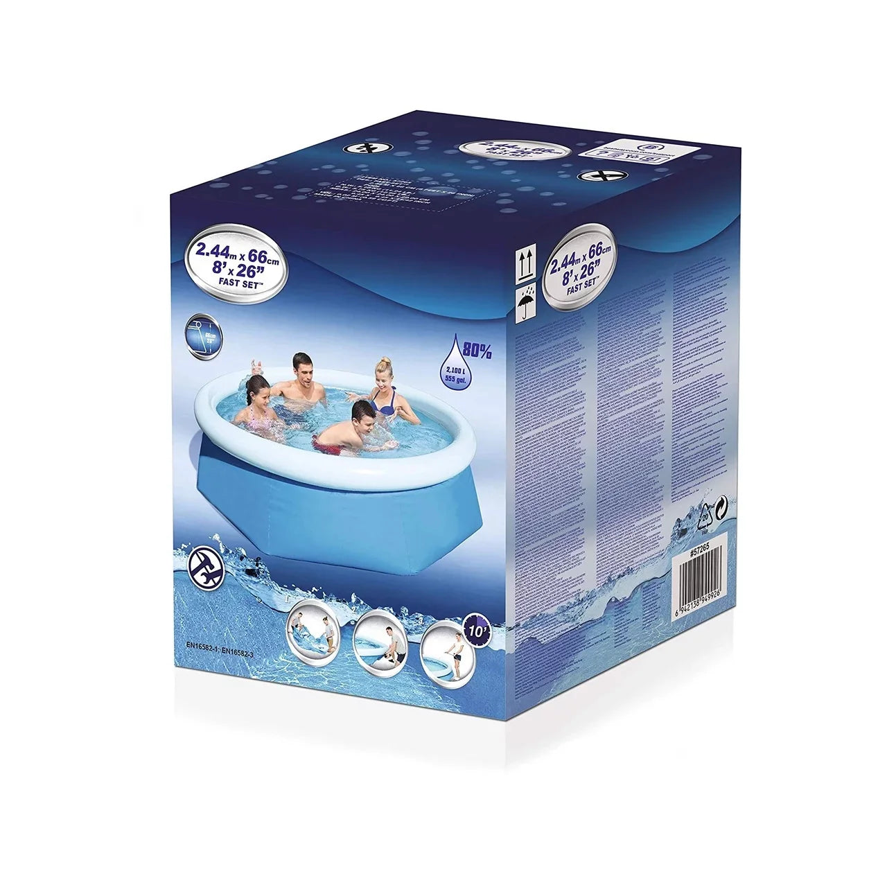 Pool Central 8ft Round Inflatable Easy Set Kids Swimming Pool with Filter Pump
