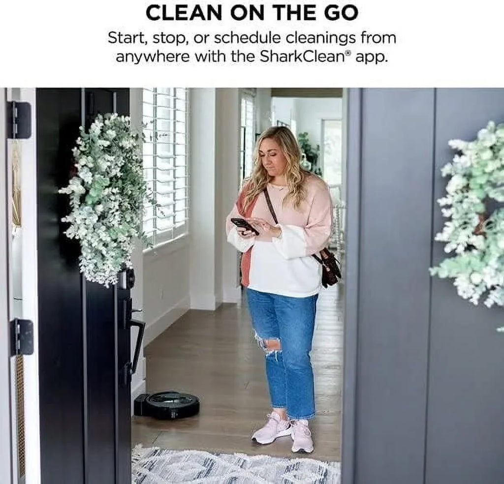 Restored Shark   Robot Vacuum with Row-by-Row Cleaning, Powerful Suction, Perfect for Pet Hair, Wi-Fi, Carpets & Hard Floors (Black)- Renewed