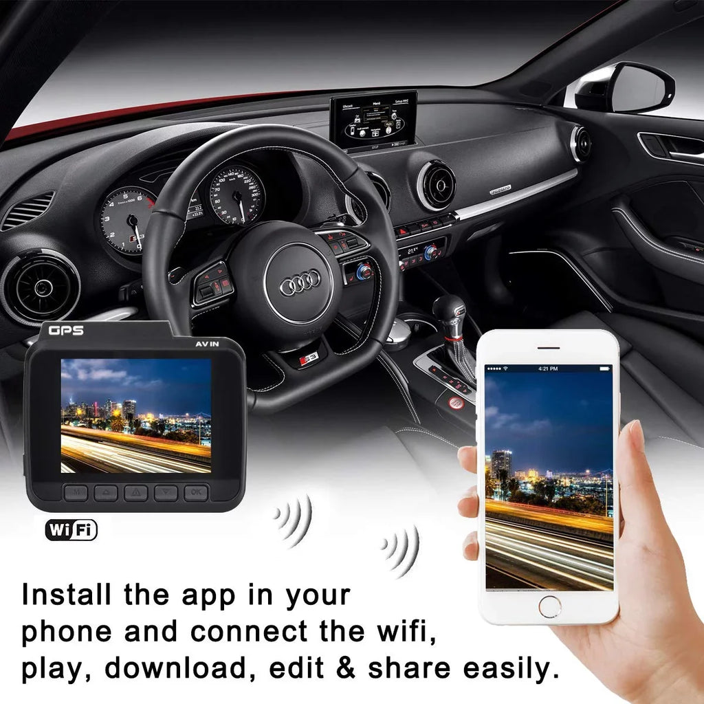Iseebiz Dash Cam Built-in WiFi , 2160P 24FPS Driving Recorder Car Dashboard Cam, App View, Novatek Chip, , -Sensor, Motion Detect, 150° Wide Angle, Loop Record, Parking Mode