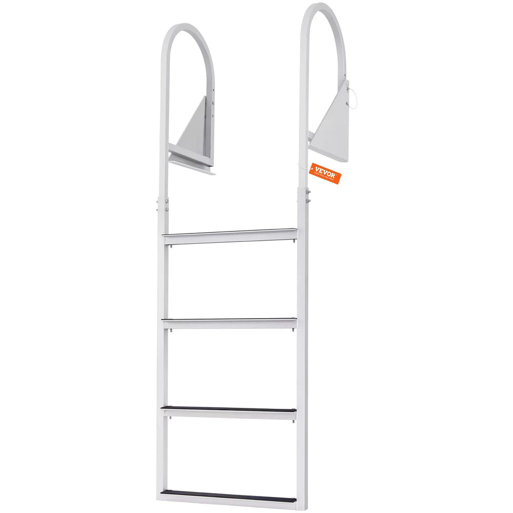 Dock Ladder, Flip-Up 4-Step Aluminum Alloy Pontoon Boat Ladder for Ship, Lake, Pool