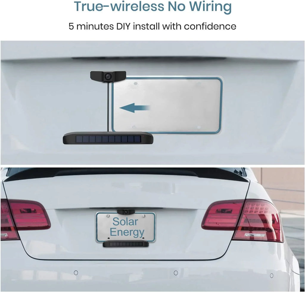 SunGo Pro Solar Wireless Backup Camera for Most Vehicle,  No Wiring No Drilling Install with Digital Wireless Night Vision Rear View Camera
