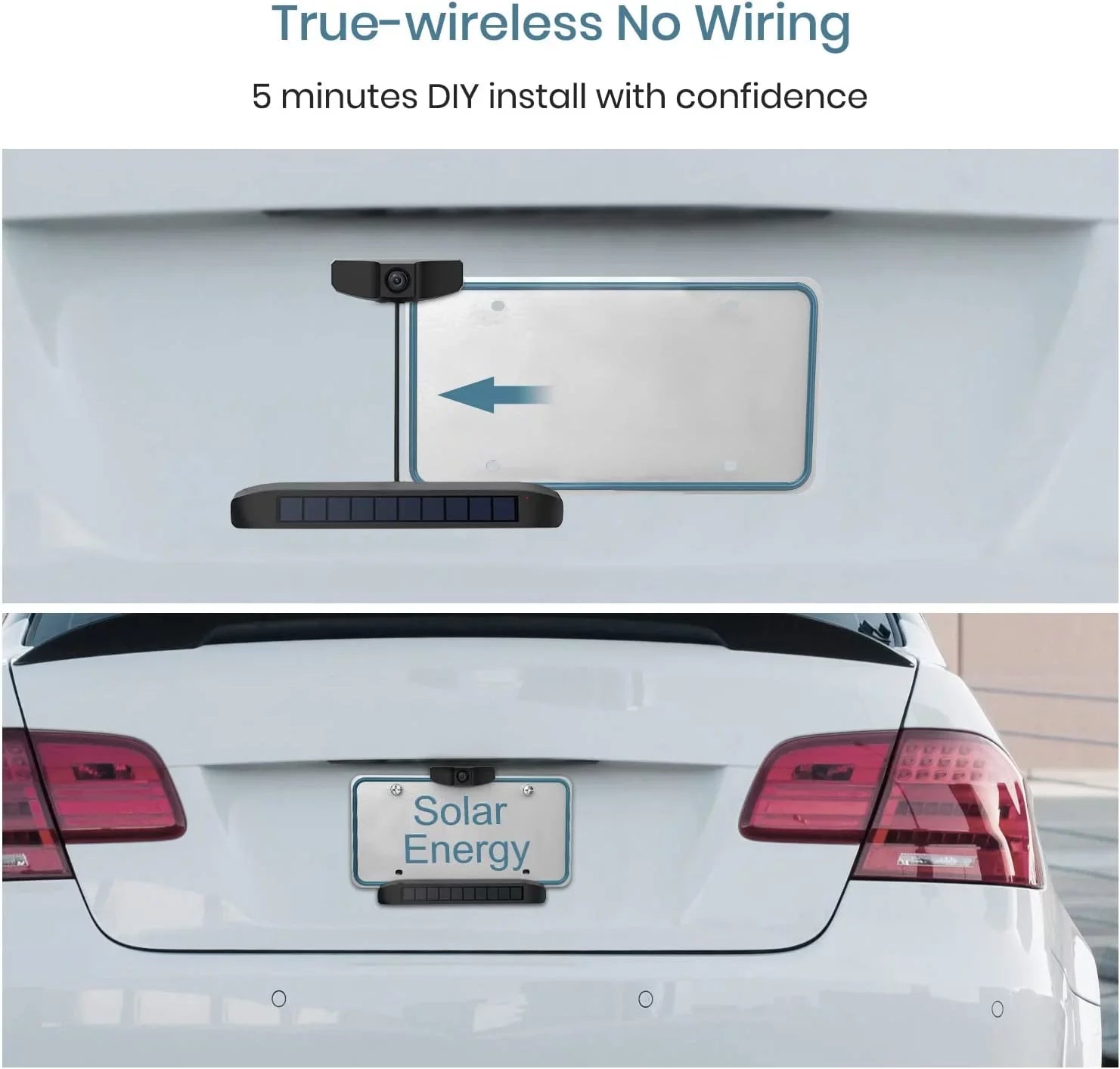 SunGo Pro Solar Wireless Backup Camera for Most Vehicle,  No Wiring No Drilling Install with Digital Wireless Night Vision Rear View Camera