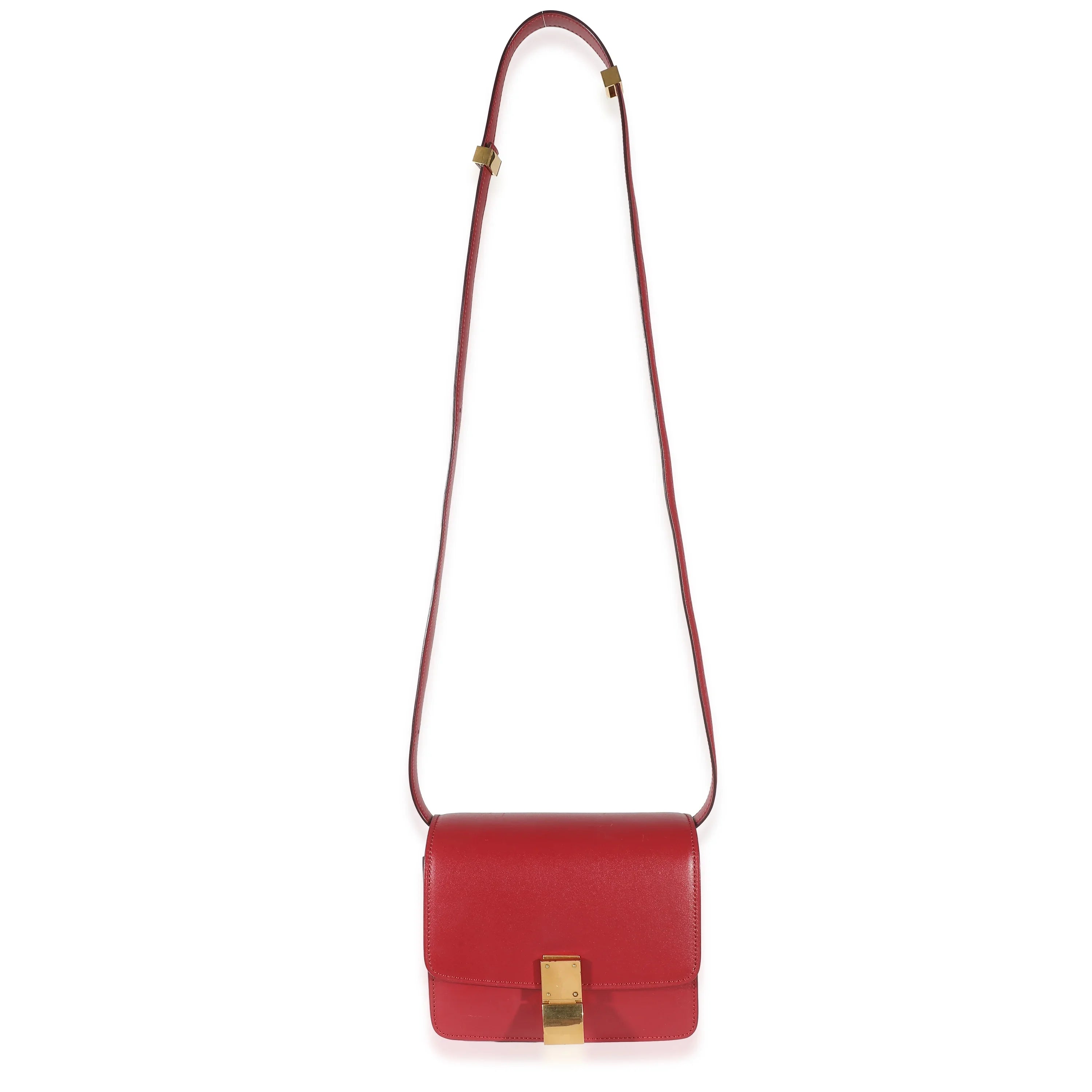 Celine Red Smooth Calfskin Small Classic Box Bag Pre-Owned