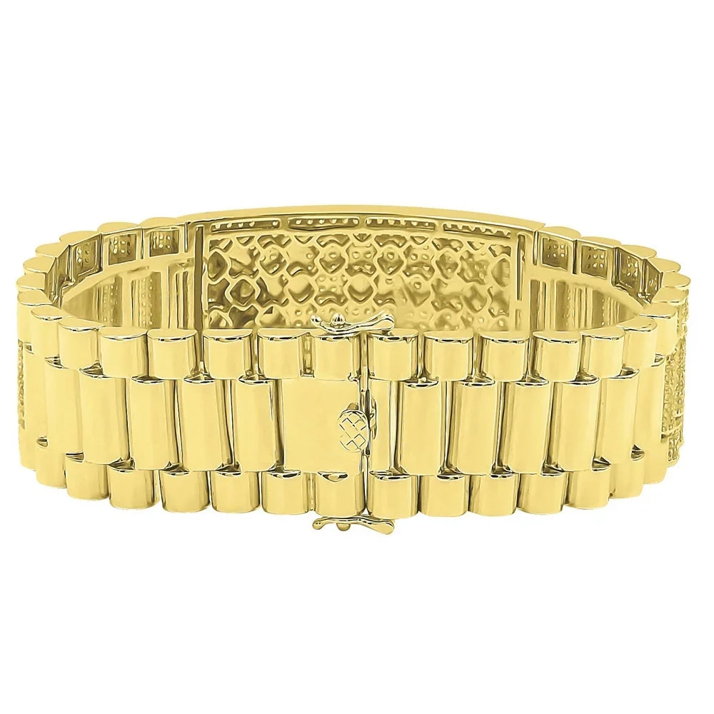 Mens Zodiac Sign Astrology Horoscope Cancer Crab 14K Gold Finish Simulated Diamond Bracelet 8.5''