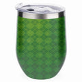 Hidove 12oz 304 Stainless Steel Vacuum Insulated Cups, Green Argyle Textured Background Eggshell Cup  Shape Tumbler Cups with Lid, Double Layer Insulation Wine Cup Big Belly Cup