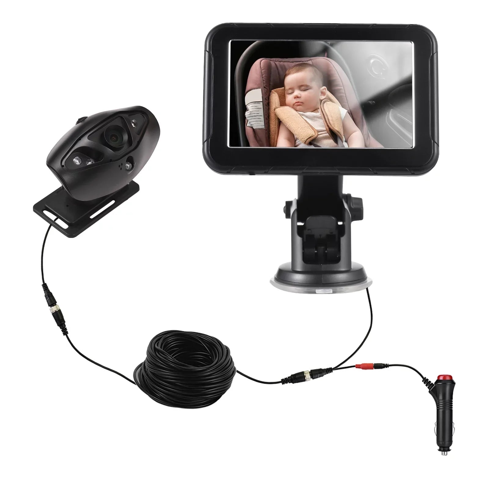 Dcenta Baby Car High Resolution Camera for Rear Facing Seat, 5 Inch Mirror Display, 150° Wide View, Night Vision-Invigilator