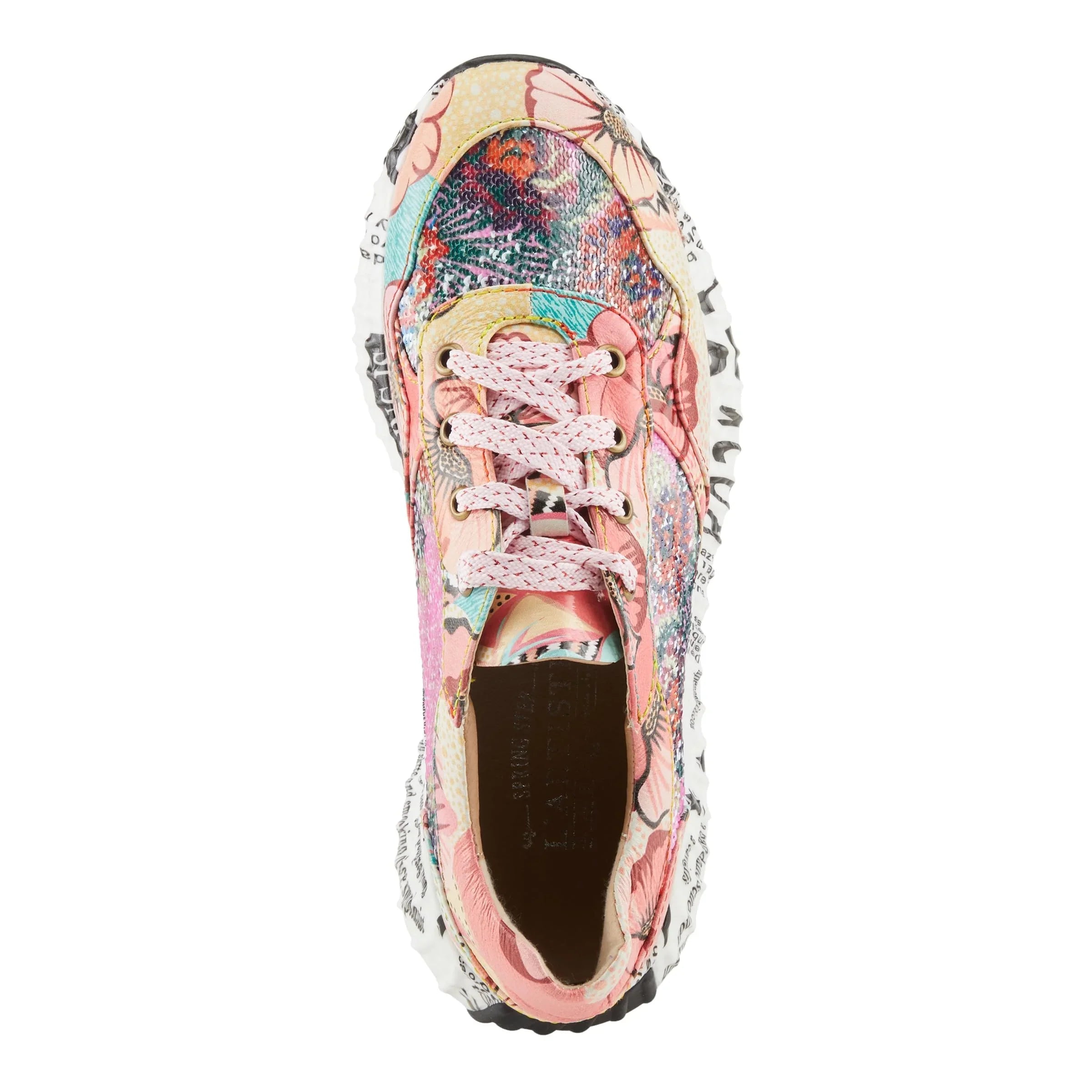 Spring Step 'Artiste Women's Cabaret Sequin Leather Fashion Sneakers - Stylish Comfort with a Sparkling Touch Pink Multi  35 /  5