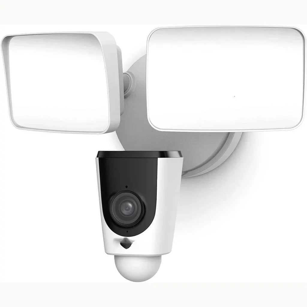 Floodlight Camera, Smart Home 1080P Security Outdoor Camera Wireless WiFi with Flood Light, Built-in Siren Alarm, 114 View,  Waterproof, MicroSD & Cloud Storage,