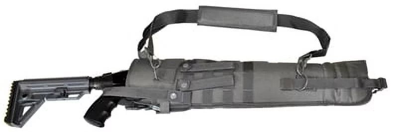 Trinity Short Barrel Scabbard Black molle Crossbody  Motorcycle Truck Military Hunting Tactical Soft Bag Padded 25 inches Gray.