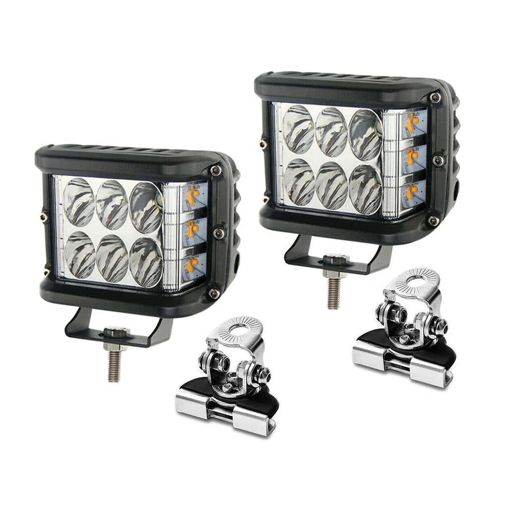Jercoda 2 Set 45W  Work Light with  Work Light Bar Mount Bracket Clamp Holder for  Car Truck   Universal Cars