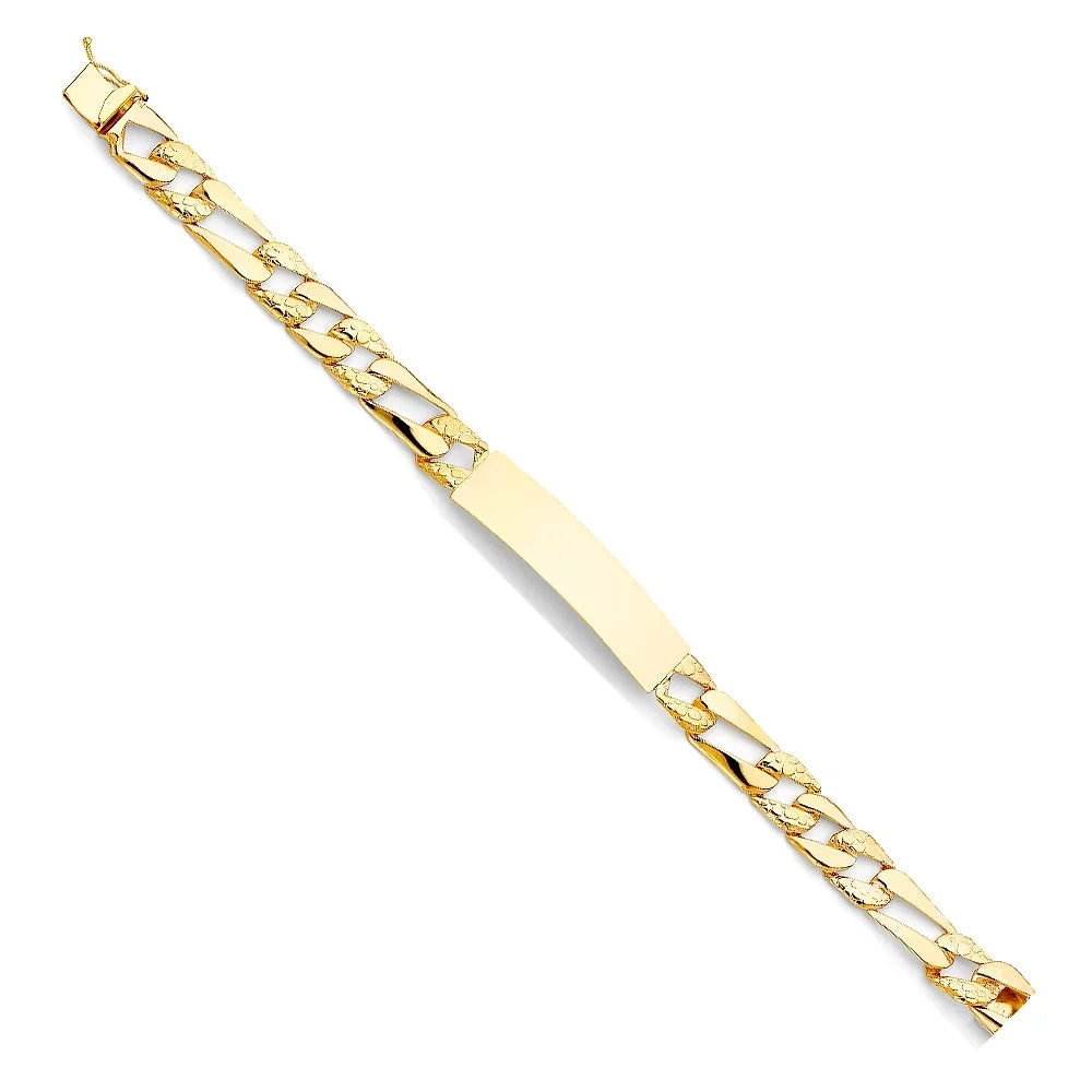 14k Yellow Gold Stamp Figaro Link  Bracelet - 8" | Elegant 14KY Gold Chain Bracelets for Women and Men| Weight 14.7 | Men’s Jewelry for Gift