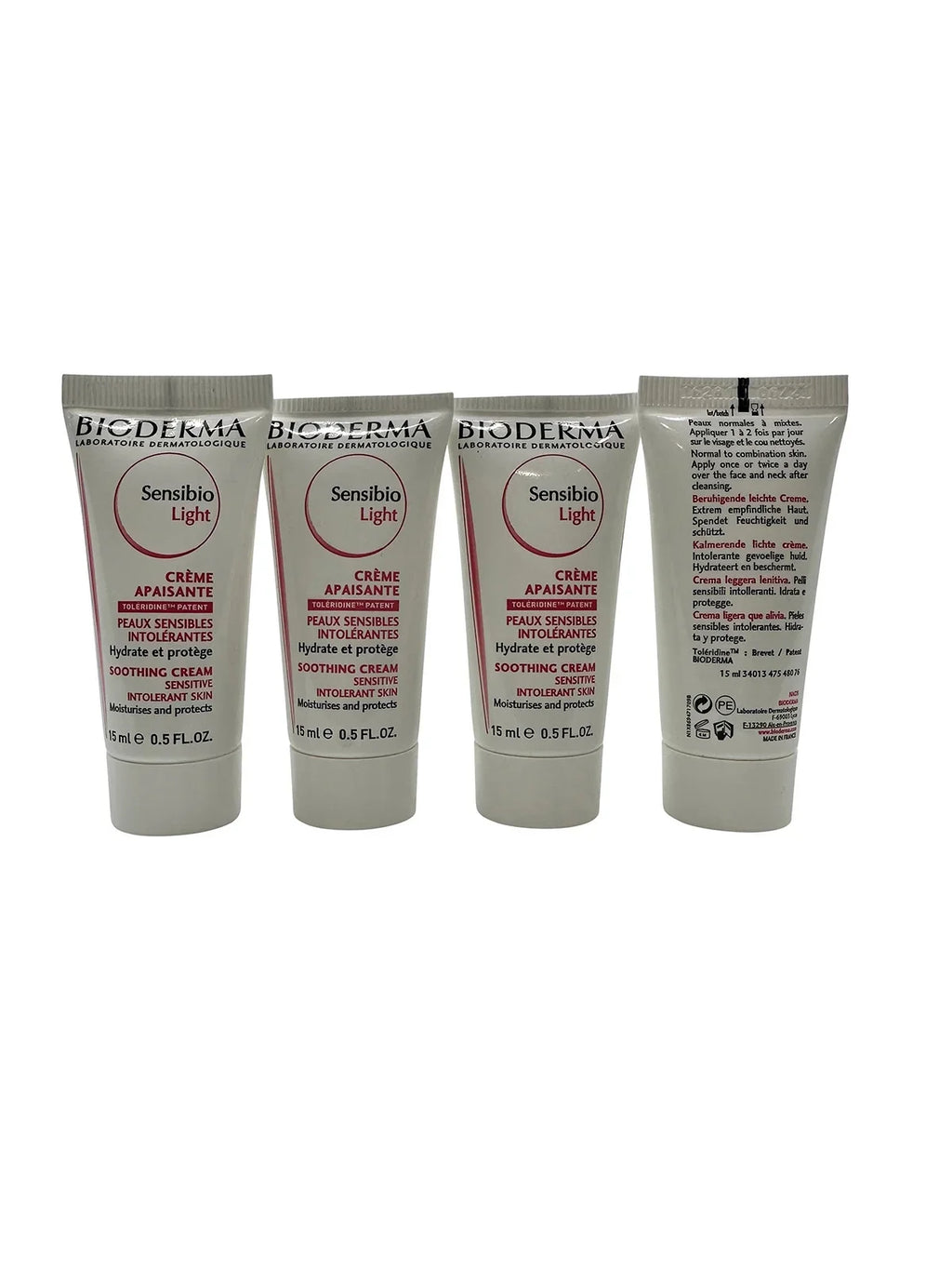 Bioderma Sensibio Light Soothing Cream All Skin Types 0.5 oz Set of 4 Travel Size