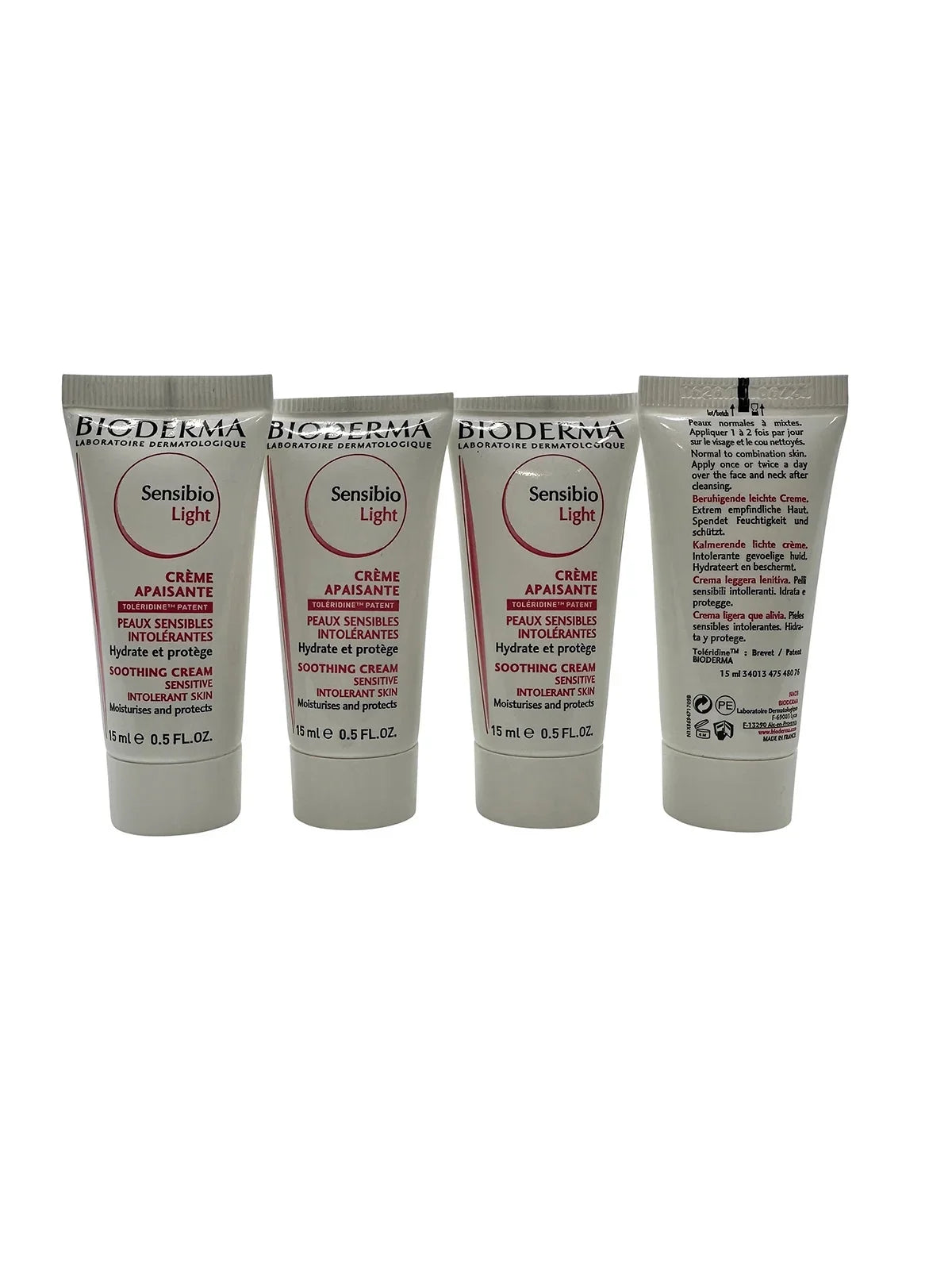 Bioderma Sensibio Light Soothing Cream All Skin Types 0.5 oz Set of 4 Travel Size