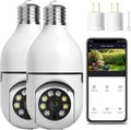 2 Pack 3MP Light Bulb Security Camera for Home Security, 360° Smart Light Socket Security Camera Outdoor ,