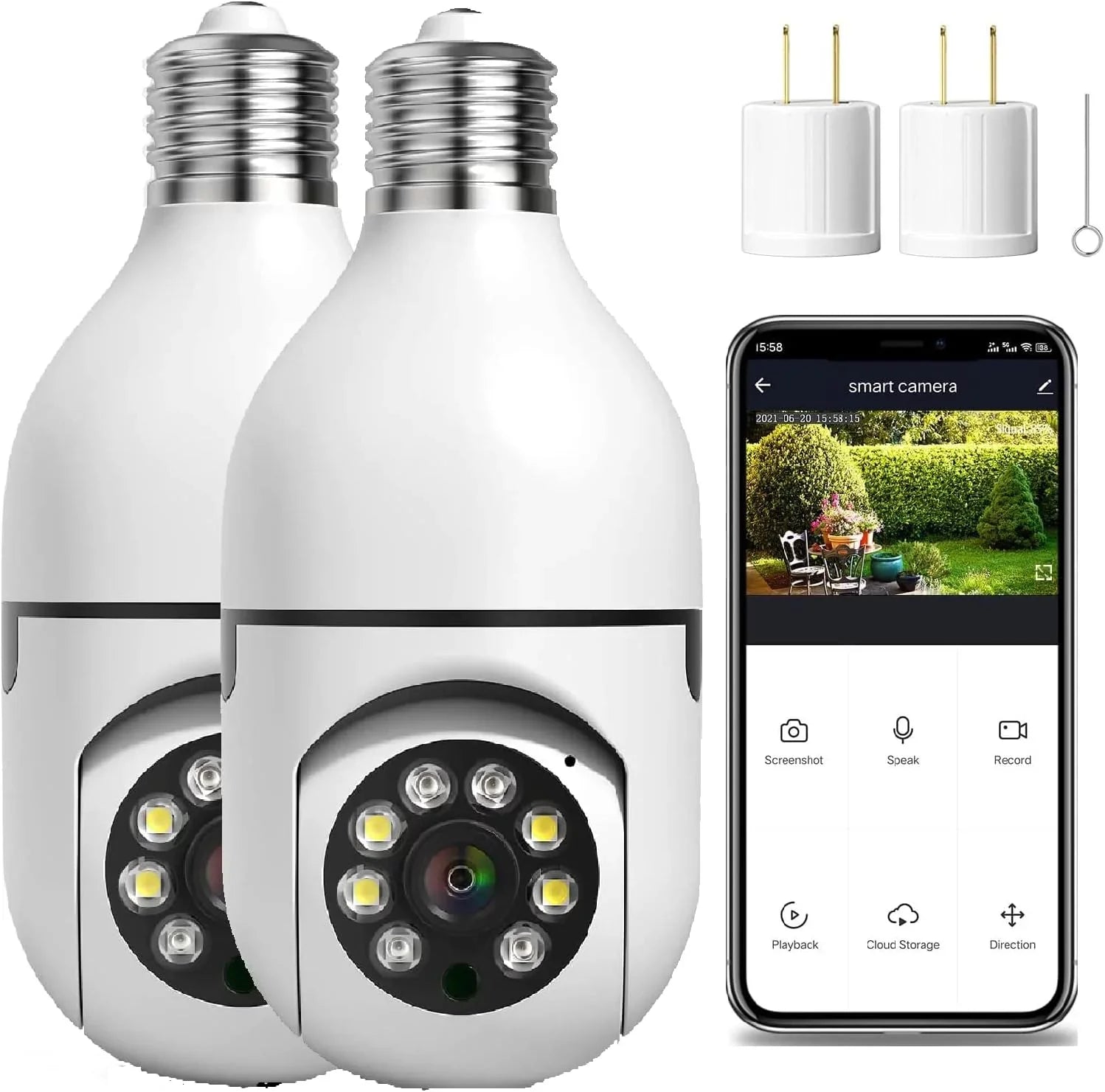 2 Pack 3MP Light Bulb Security Camera for Home Security, 360° Smart Light Socket Security Camera Outdoor ,