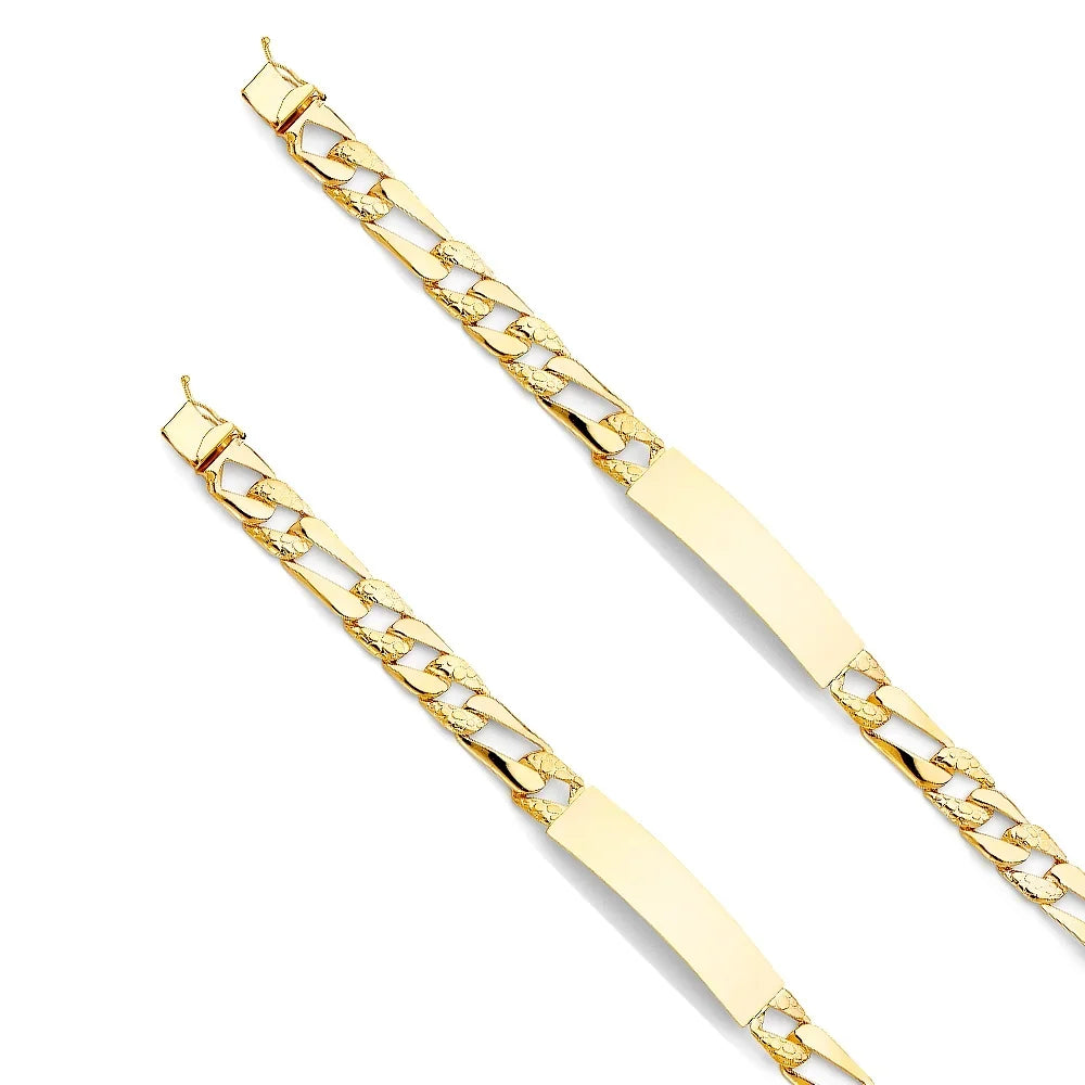 14k Yellow Gold Stamp Figaro Link  Bracelet - 8" | Elegant 14KY Gold Chain Bracelets for Women and Men| Weight 14.7 | Men’s Jewelry for Gift