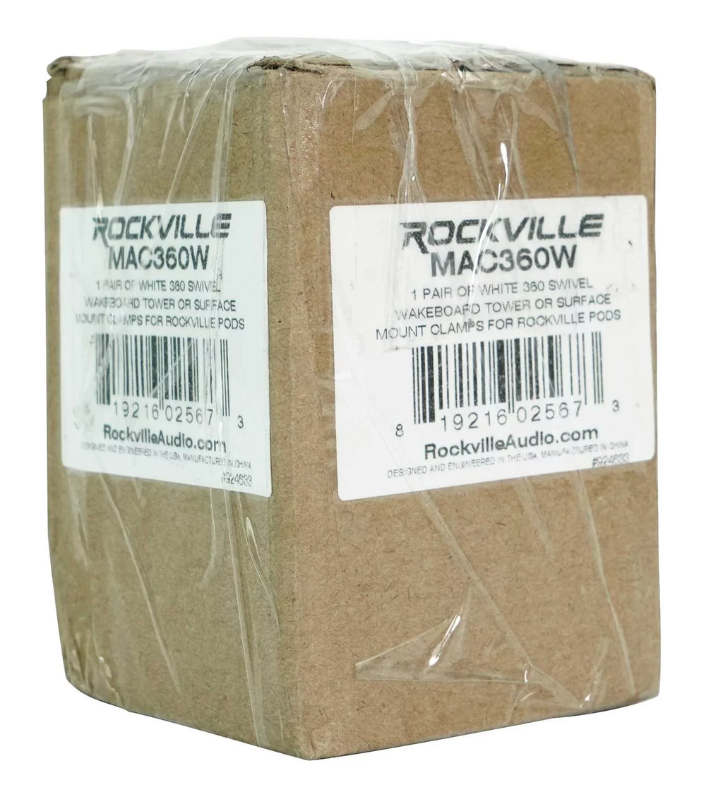 2) Rockville  5.25" 360° Swivel White Aluminum Surface Mount Speaker Pods