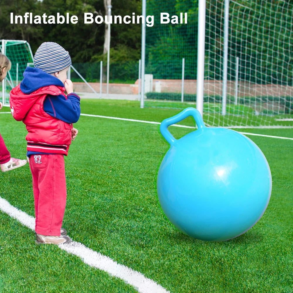 Lixada Pure Color Inflatable Bouncing Ball Kids Jumping Hop Ball with Handle for Adults Children Exercise Toy