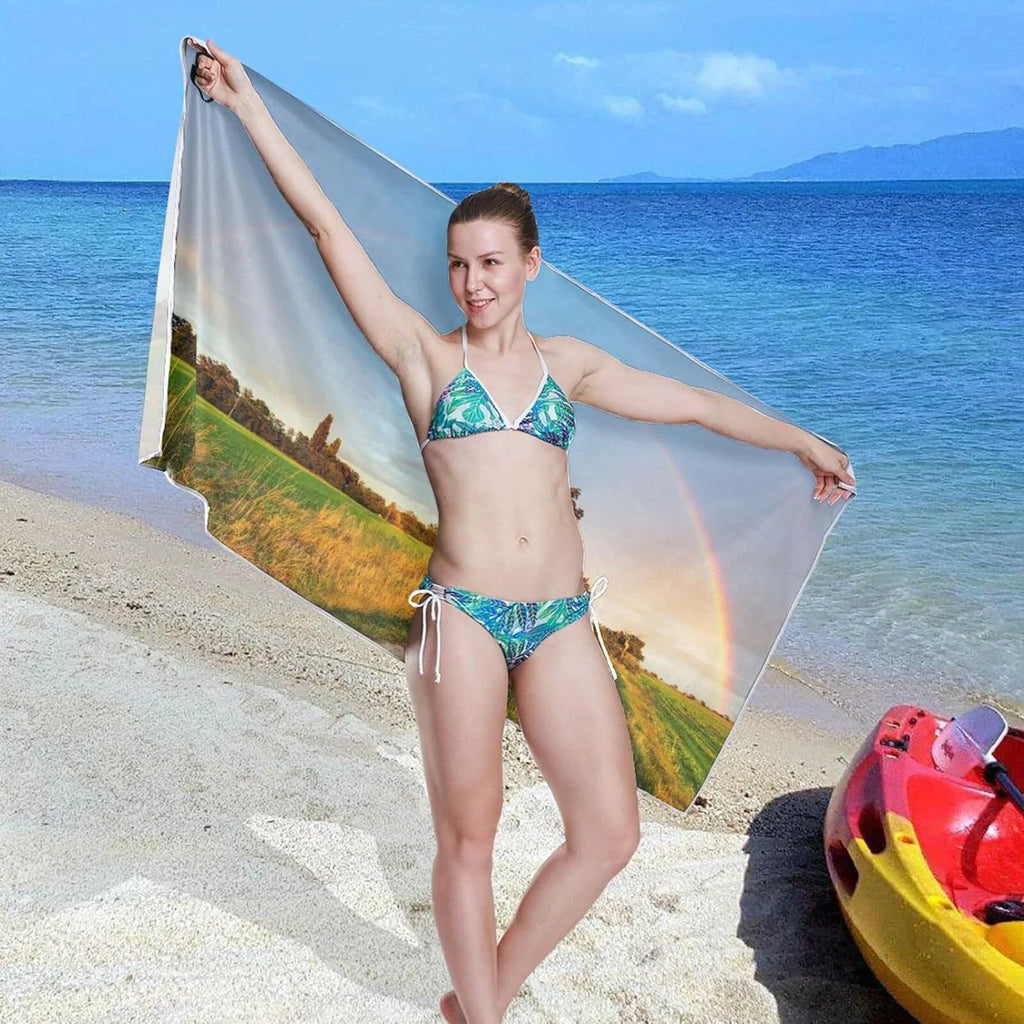 Bestwell Wild Road Beach Towel - Lightweight Compact Oversized Travel Towels - Super Absorbent Quick Dry Towel for Swimming Camping Holiday（384）