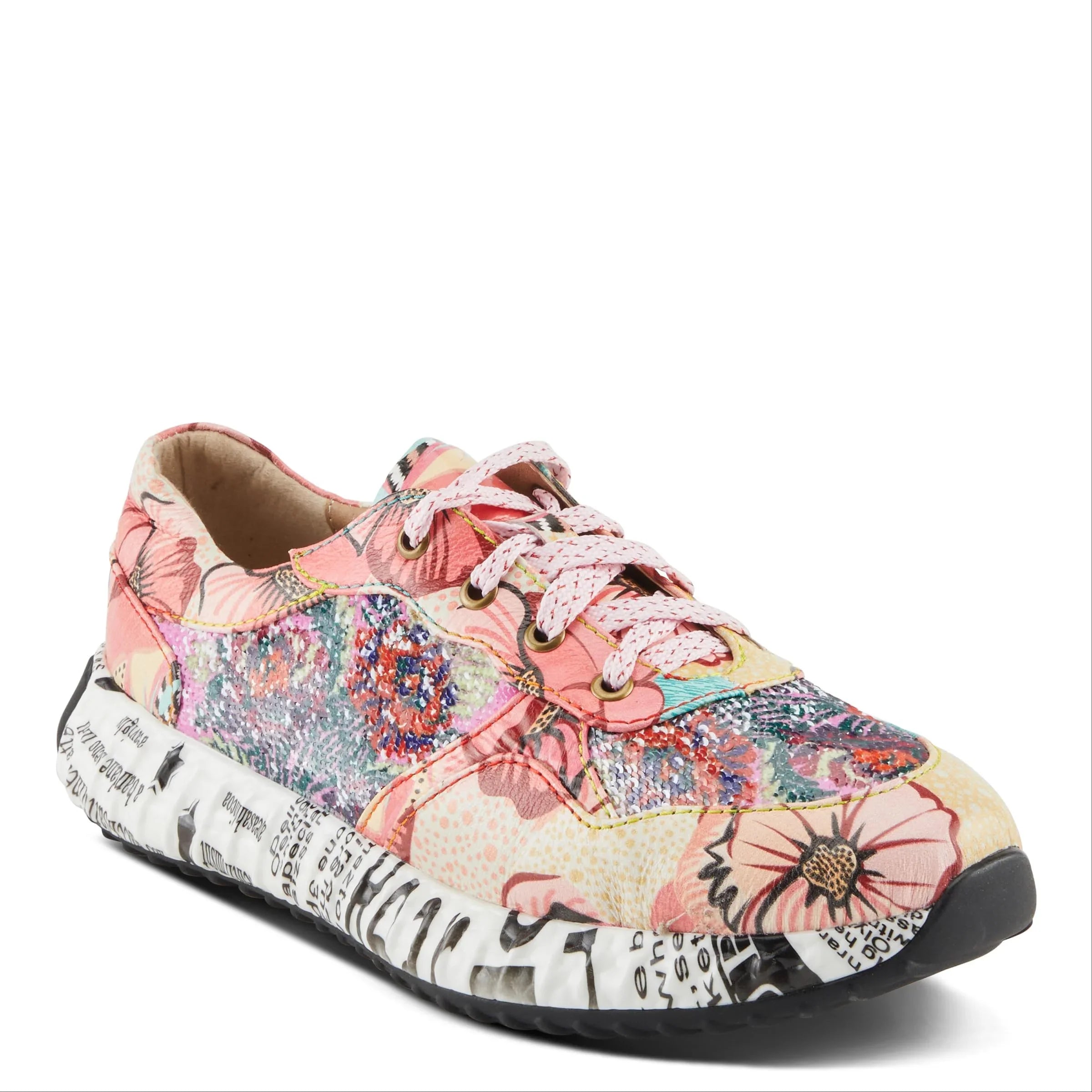 Spring Step 'Artiste Women's Cabaret Sequin Leather Fashion Sneakers - Stylish Comfort with a Sparkling Touch Pink Multi  35 /  5