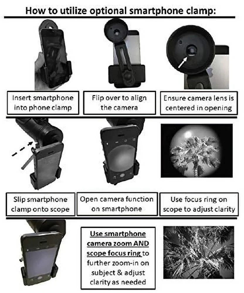 Authentic Roxant Falcon High Definition (One Finger Focus) Monocular + Phone Adapter, Mini Tripod, Case & Lens Caps