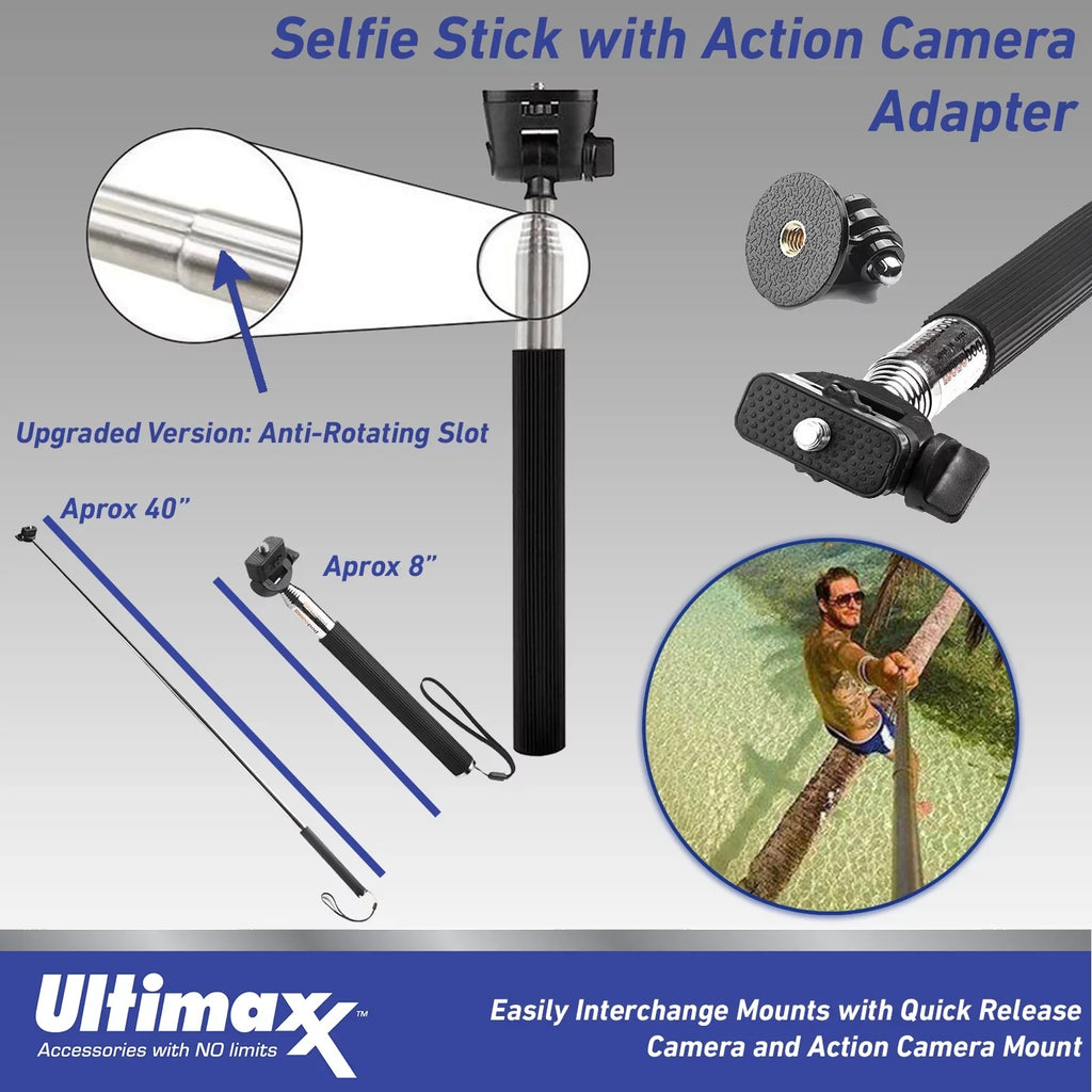 Ultimaxx Advanced Insta360  3 Action Camera Bundle (128GB) - Includes: 1/4” Screw Adapter for Action Cam Mounts, Mini Metal Dolly & More (25pc Bundle)