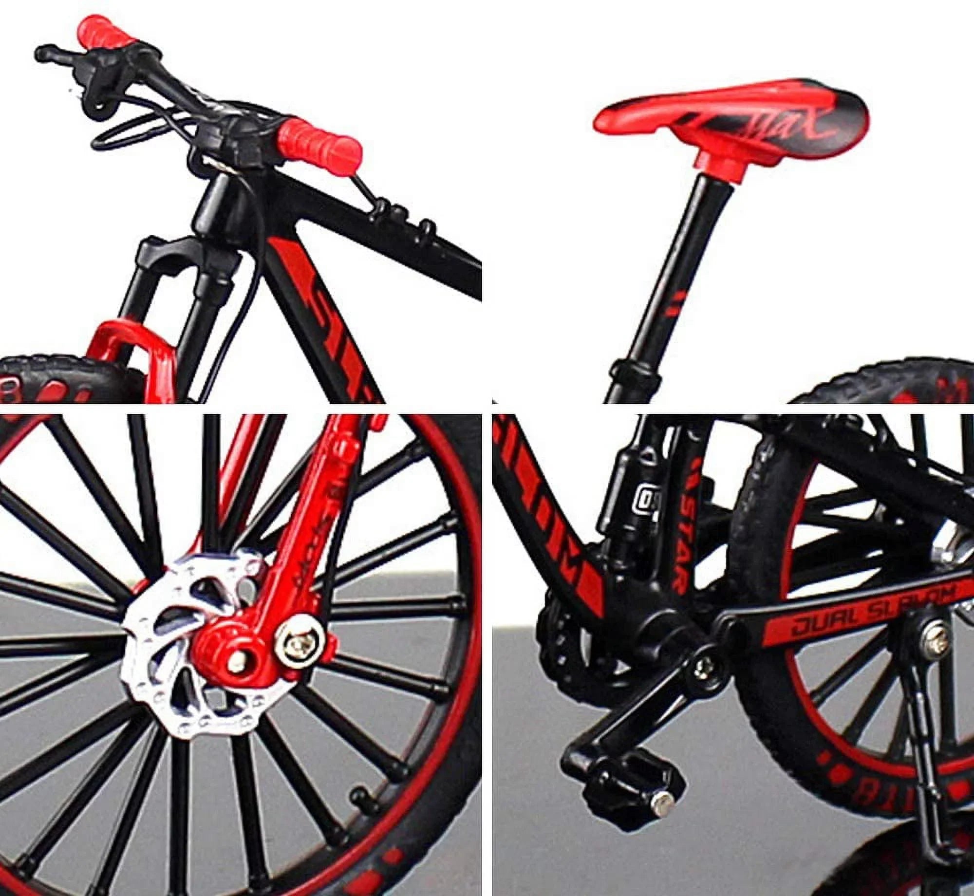 ! Alloy Mini Downhill Mountain Bike Toy, Die-cast  Finger Bike Model for Collections (Black/Red)