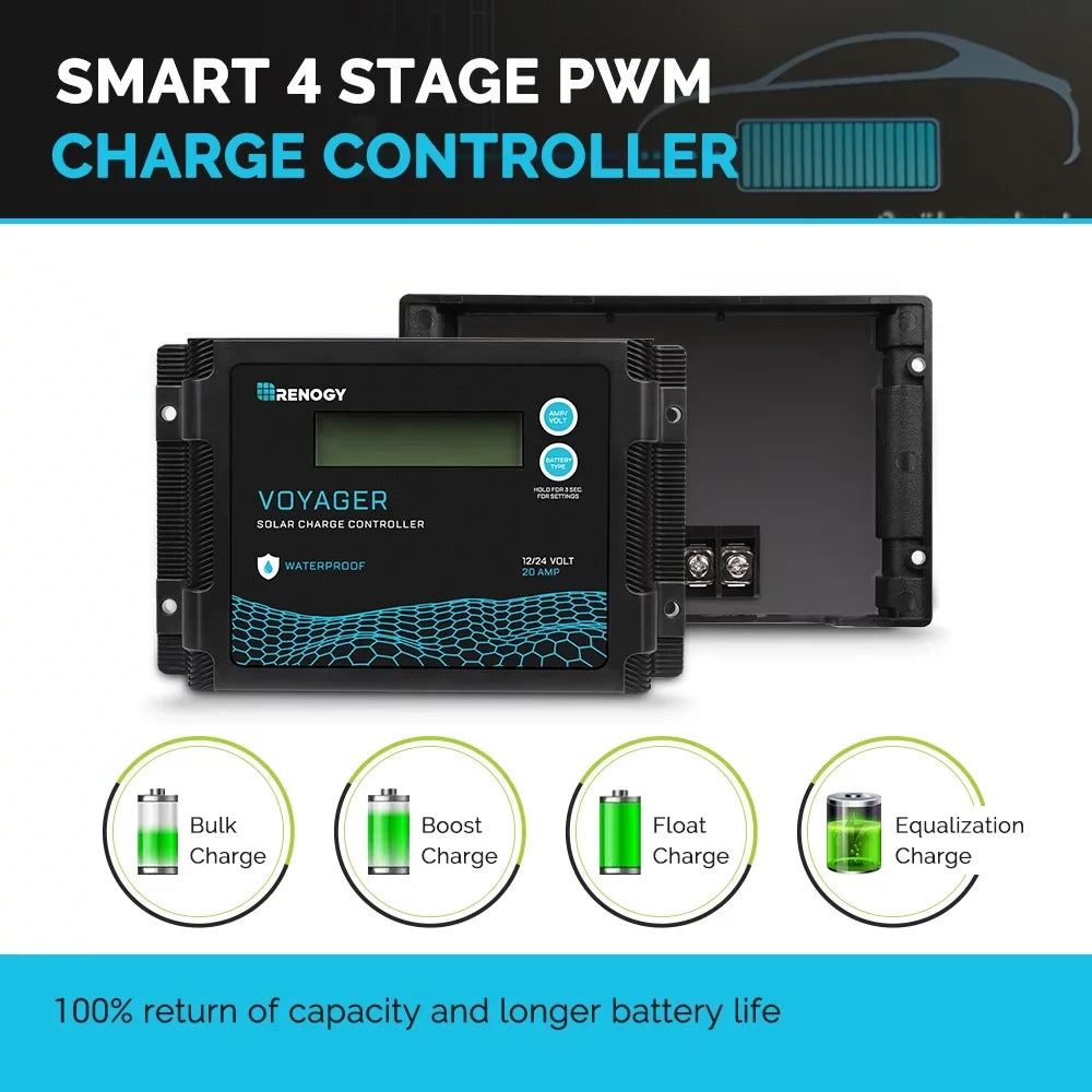 Renogy New Edition Voyager 20A  Waterproof Solar Charge Controller