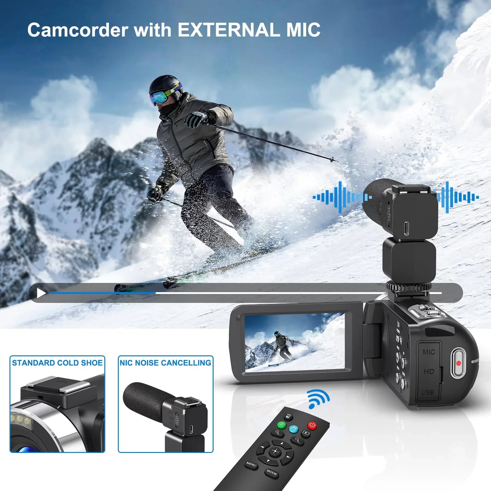 8K Video Camera 64MP 18X Digital Camera Video Camera for Youtube 3.0 inch Flip Screen Camcorder Vlogging Camera with 32GB  Card, 2.4G Remote Control, Two Batteries and External Mic