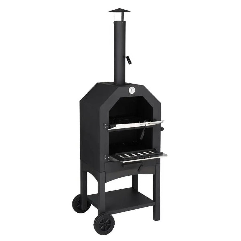 Fithood Outdoor Wood Fired Pizza Oven with Pizza Stone, Pizza Peel, Grill Rack, for Backyard and Camping