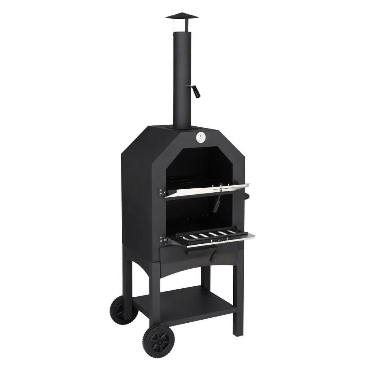 Fithood Outdoor Wood Fired Pizza Oven with Pizza Stone, Pizza Peel, Grill Rack, for Backyard and Camping