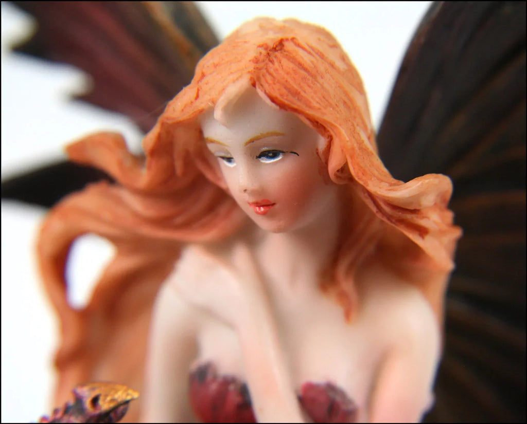5" Fairy with Red Dragon - cast in top-notch resin with a feel like ceramic