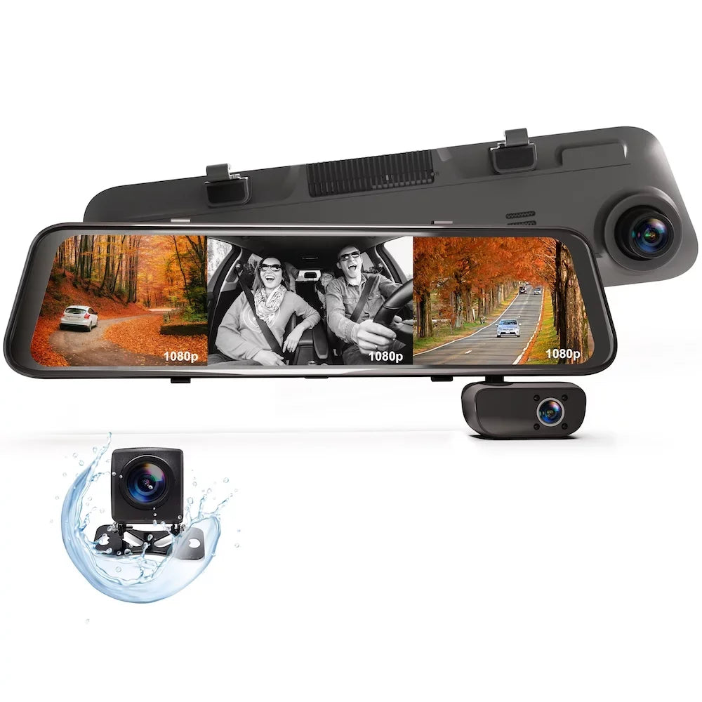 Rexing  1080p 3-Channel Mirror Dash Cam with Smart
