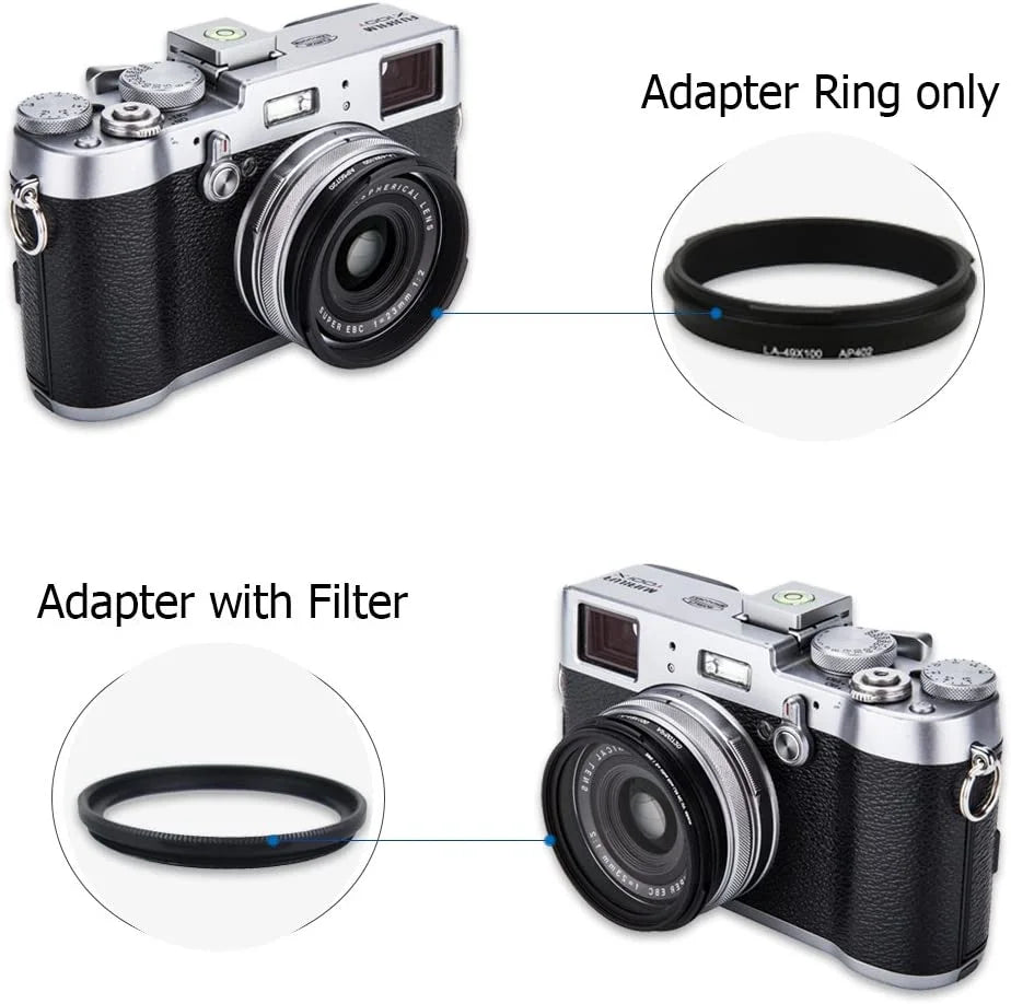 Lens Hood Set  Lens Shade for Fuji Fujifilm       Replace Fuji - Lens Hood & Adapter Ring Aluminum Alloy -Black