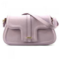 Italian Artisan  Valentino Womens Handcrafted Luxury Shoulder Handbag in Genuine Hammered Effect Leather, Lavender - Small
