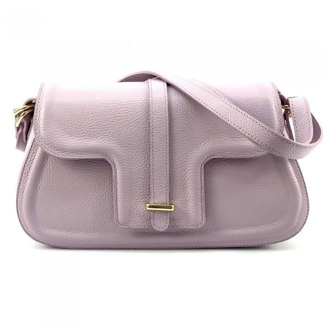 Italian Artisan  Valentino Womens Handcrafted Luxury Shoulder Handbag in Genuine Hammered Effect Leather, Lavender - Small