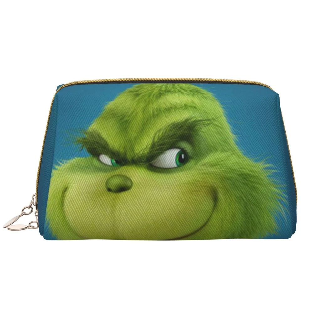 Grinch Cosmetic Bag Makeup Organizer Leather Portable Pouch Gift Travel Toiletry Bag Storage Purse
