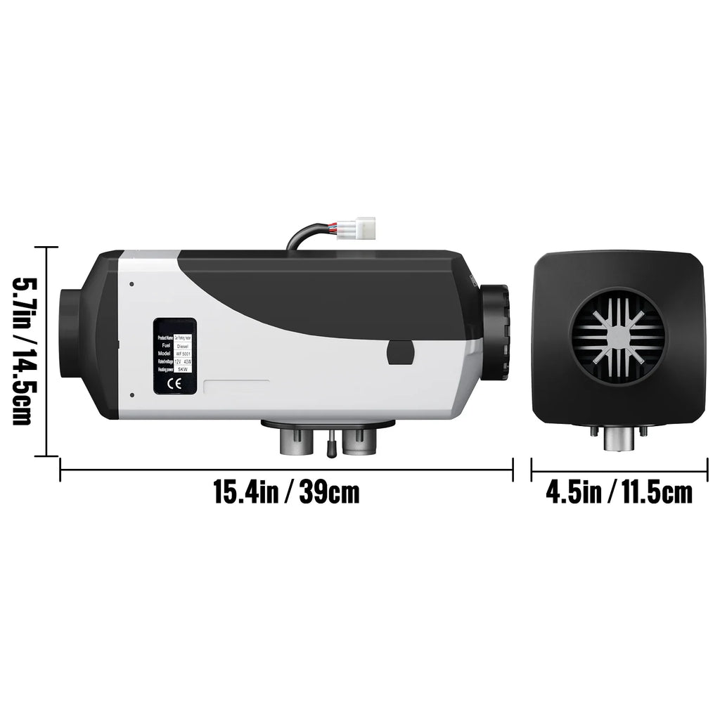 5KW Diesel Air Heater 10L Tank Diesel Heater 12V Diesel Parking Heater Muffler with  Thermostat and Remote Control for  Bus Trailer Motorhomes and Boats