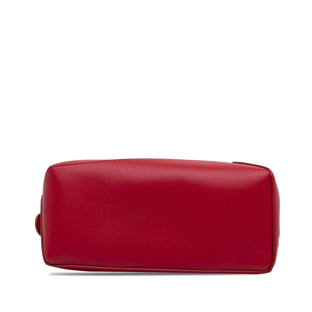 Pre-Owned Authenticated  Small Mushroom Puzzle Edge Calf Leather Red Satchel Unisex (Good)