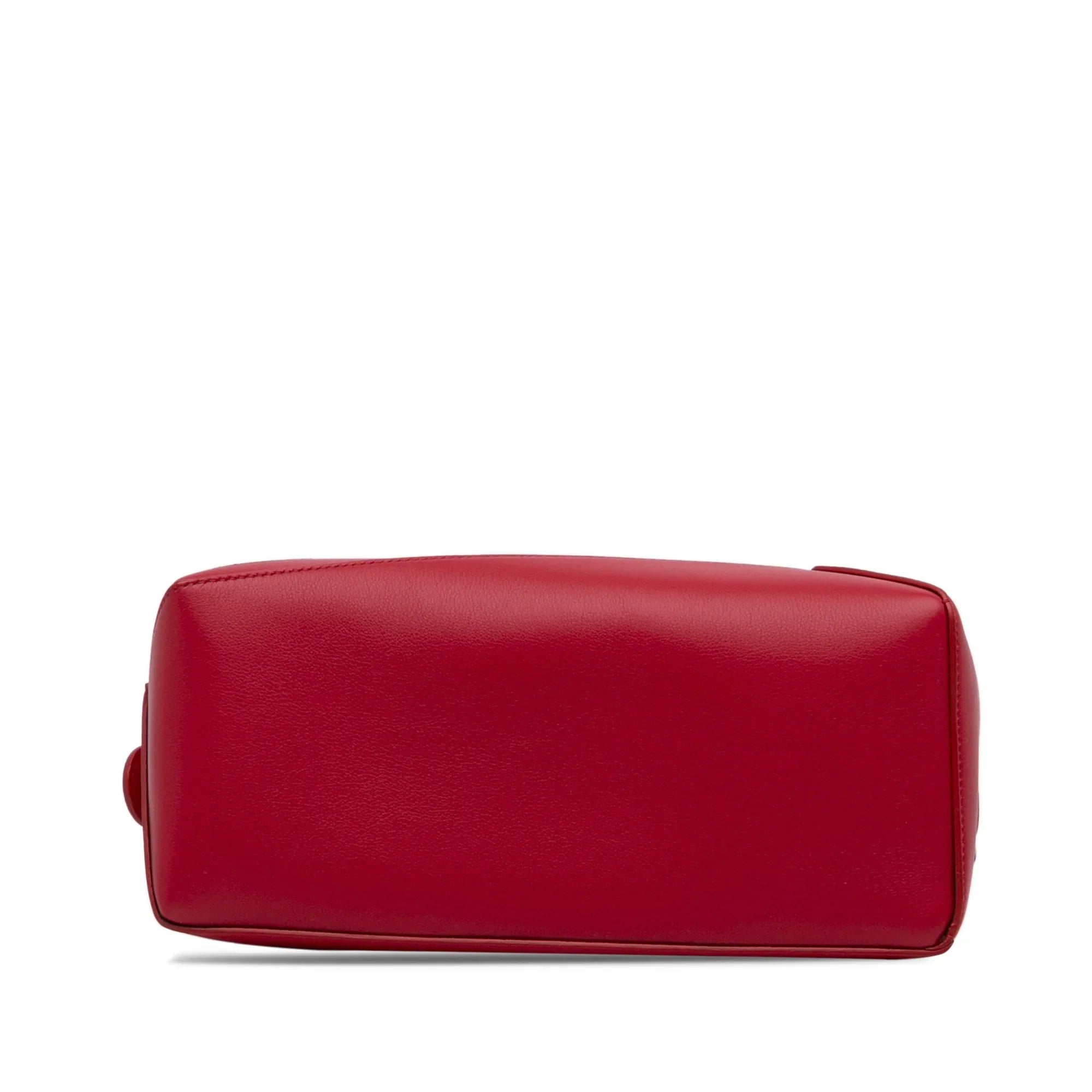 Pre-Owned Authenticated  Small Mushroom Puzzle Edge Calf Leather Red Satchel Unisex (Good)