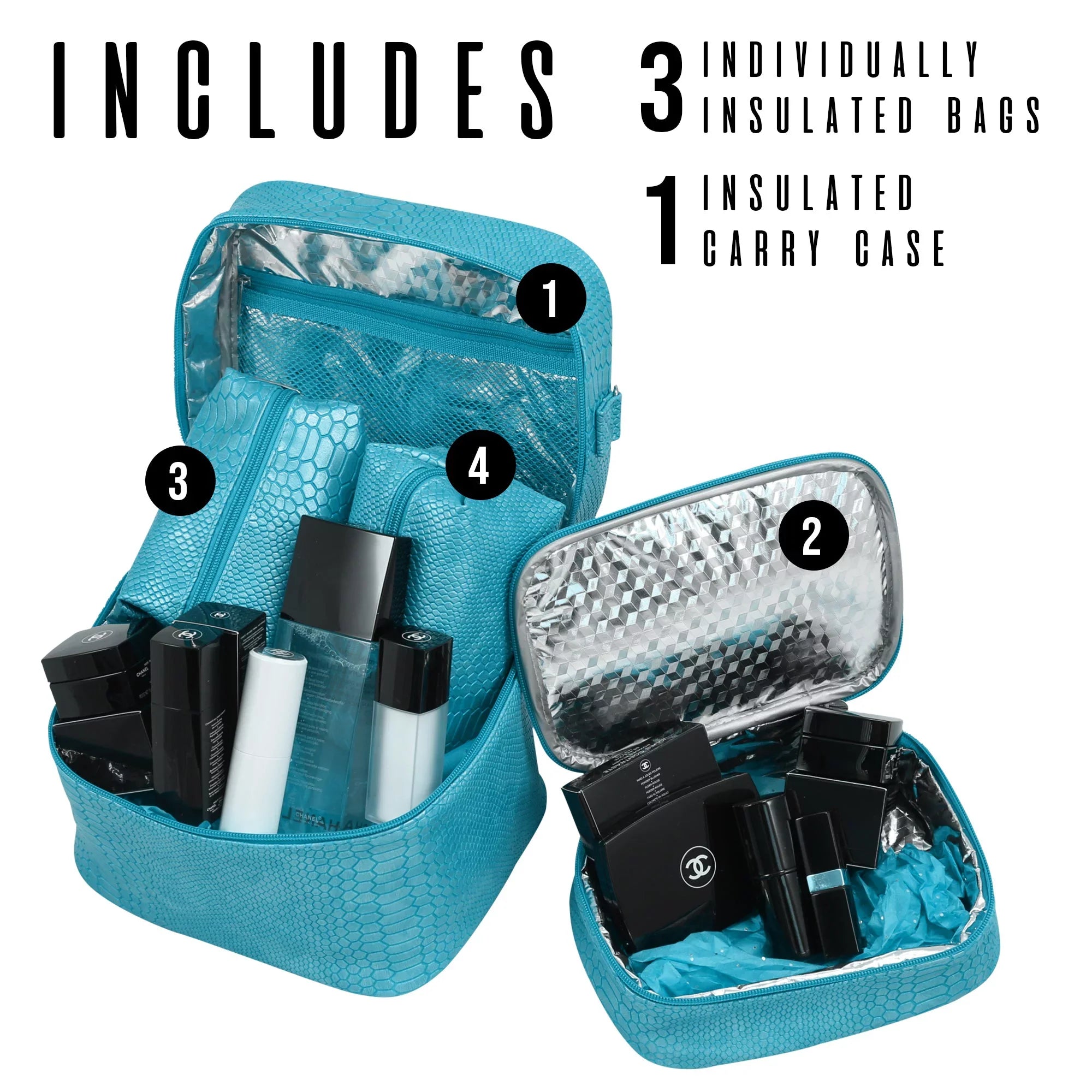 Picnic Gift 7220- Mojito-Four In One Insulated Cosmetics Bag, Houndstooth