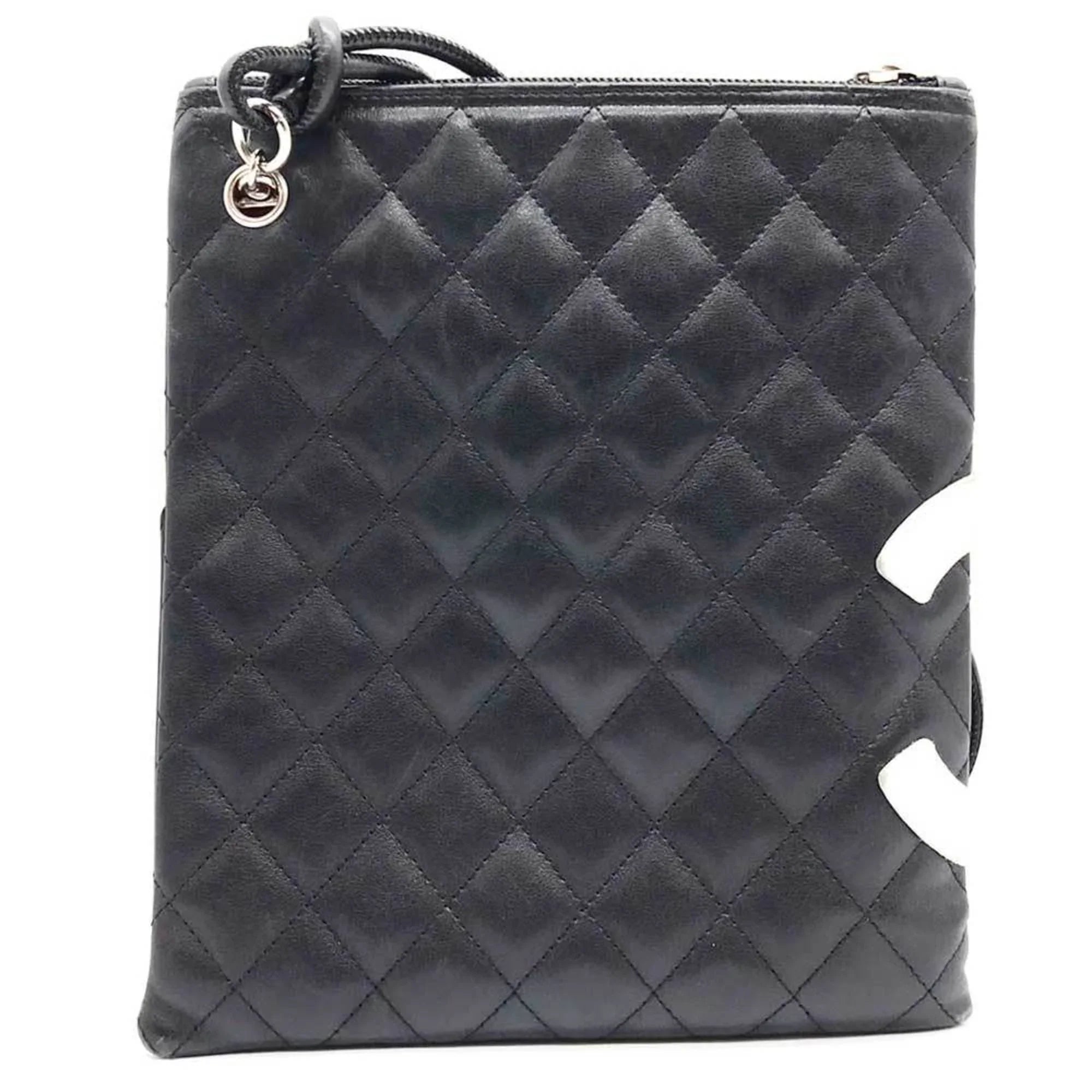 Pre-Owned  Cambon Line Shoulder Bag Leather Black 100s (Fair)
