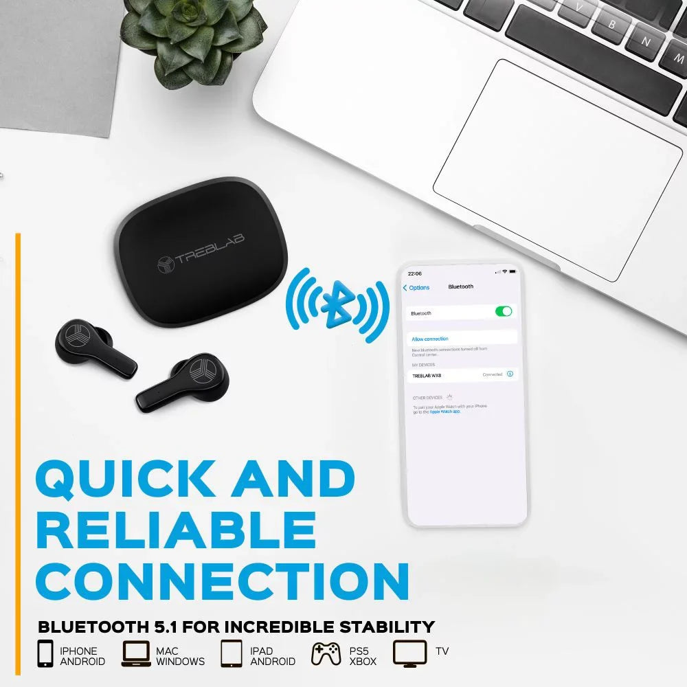 '- True Wireless Earbuds,  Waterproof Earbuds with up 28H of Play Time, Bluetooth 5.1, Touch Control and Noise Isolation, Includes Charging Case w/Wireless Charging, - Port, Black