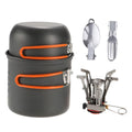 Lixada Camping Cookware Hiking Cooking Set with Piezoelectric Ignition Stove Backpacking Picnic Pot Fork Spoon