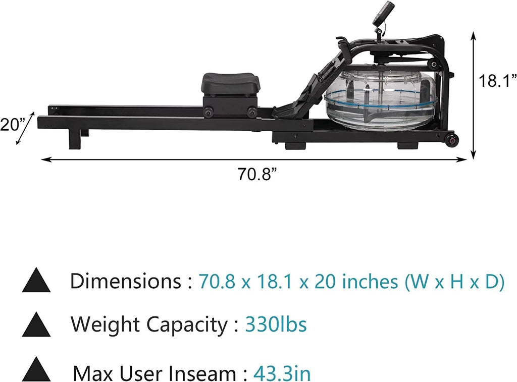 Water Rowig Machie Idoor Water Rower Adjustable Resistace With  Moitor Home Gym Equipmet For Whole Body Exercise Traiig
