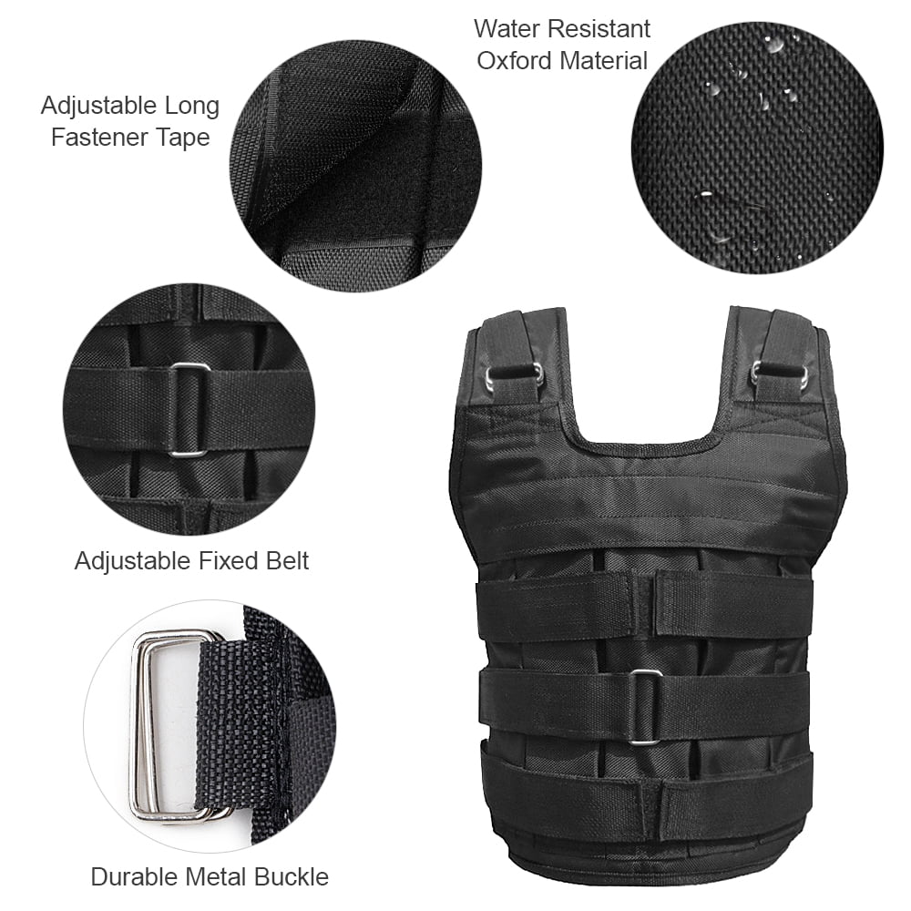 Max Loading 50kg Adjustable Weighted Vest Weight Jacket Oxford Exercise Weight Loading Cloth Strength Training (Empty)