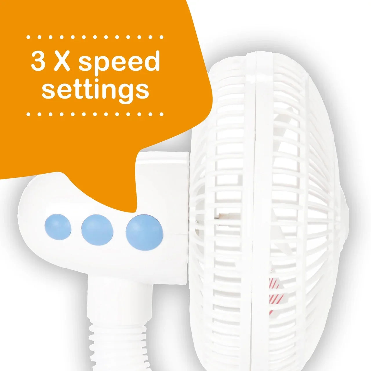 Diono Clip-On Baby Safe Universal Stroller Fan with Flexible Neck for Perfect Angle, Pack of Two, White