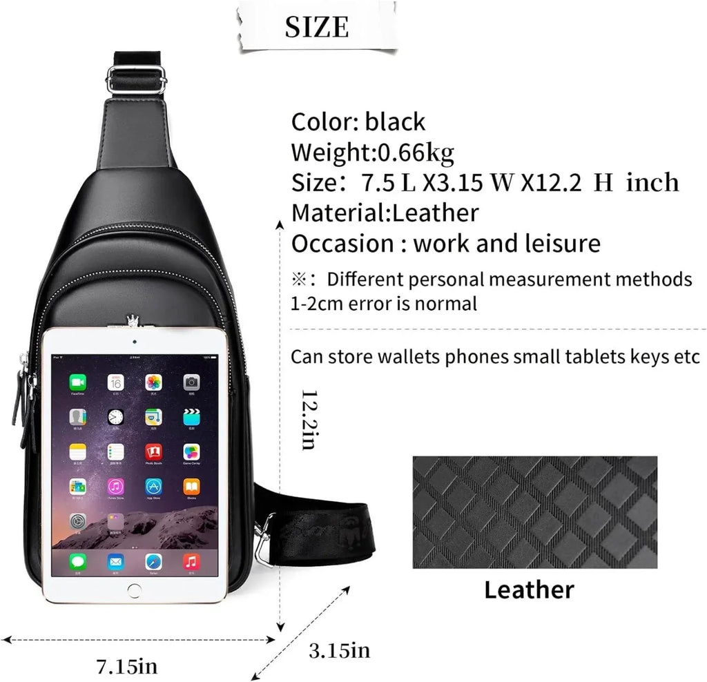 Fashion Co. 12 Men's Luxury Leather Crossbody Chest Bag