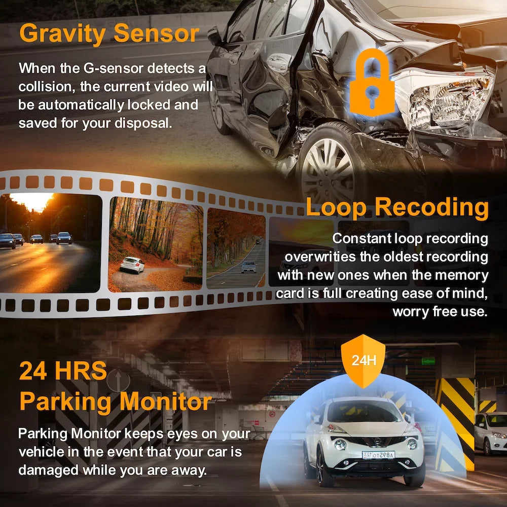 Rexing  1080p 3-Channel Mirror Dash Cam with Smart