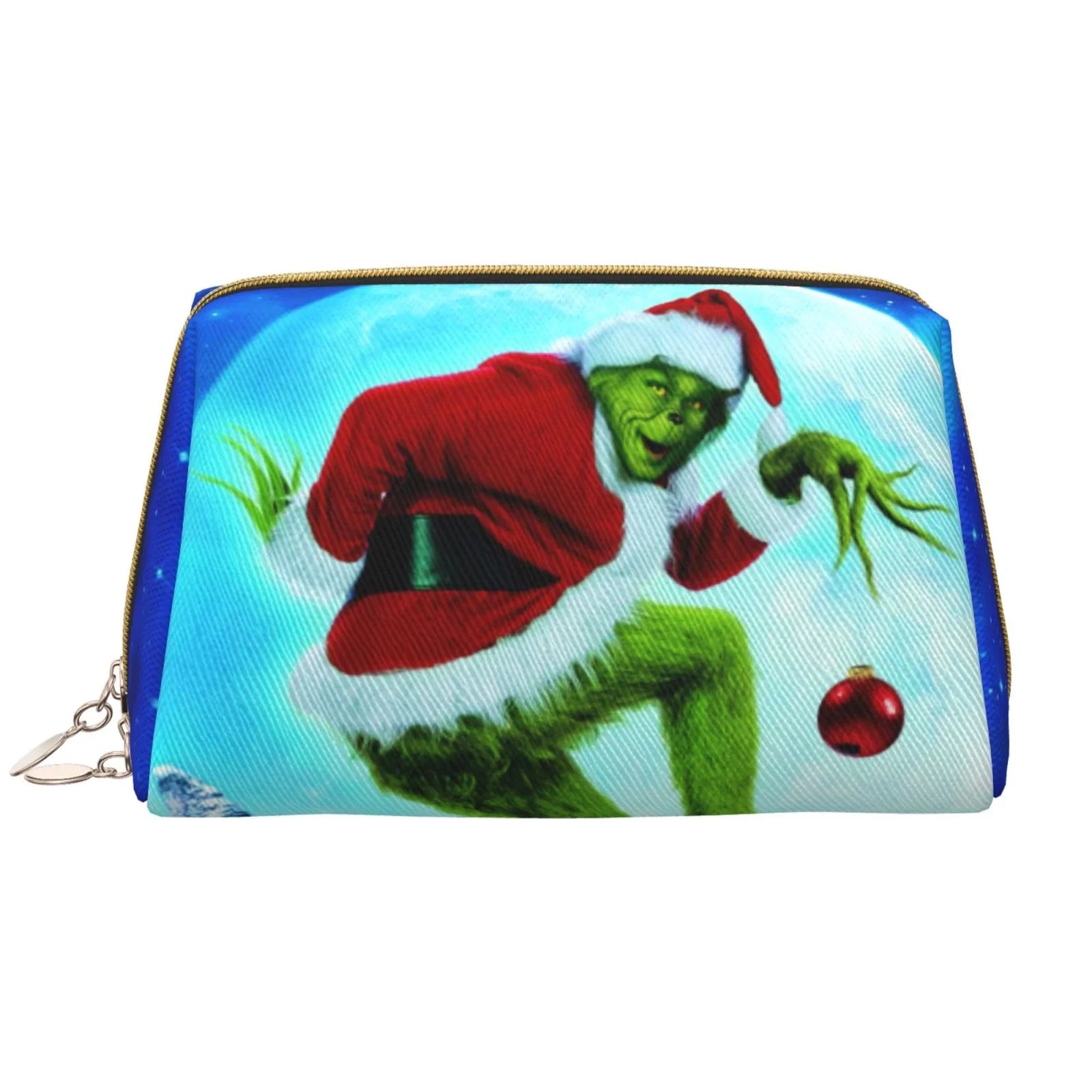 How The Grinch Stole Christmas Cosmetic Bag Makeup Organizer Leather Portable Pouch Gift Travel Toiletry Bag Storage Purse